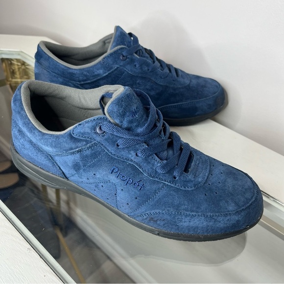 Propet Women's Size 9.5 Washable Walker Sneaker Slip-Resistant Blue Suede Shoe - Picture 7 of 11